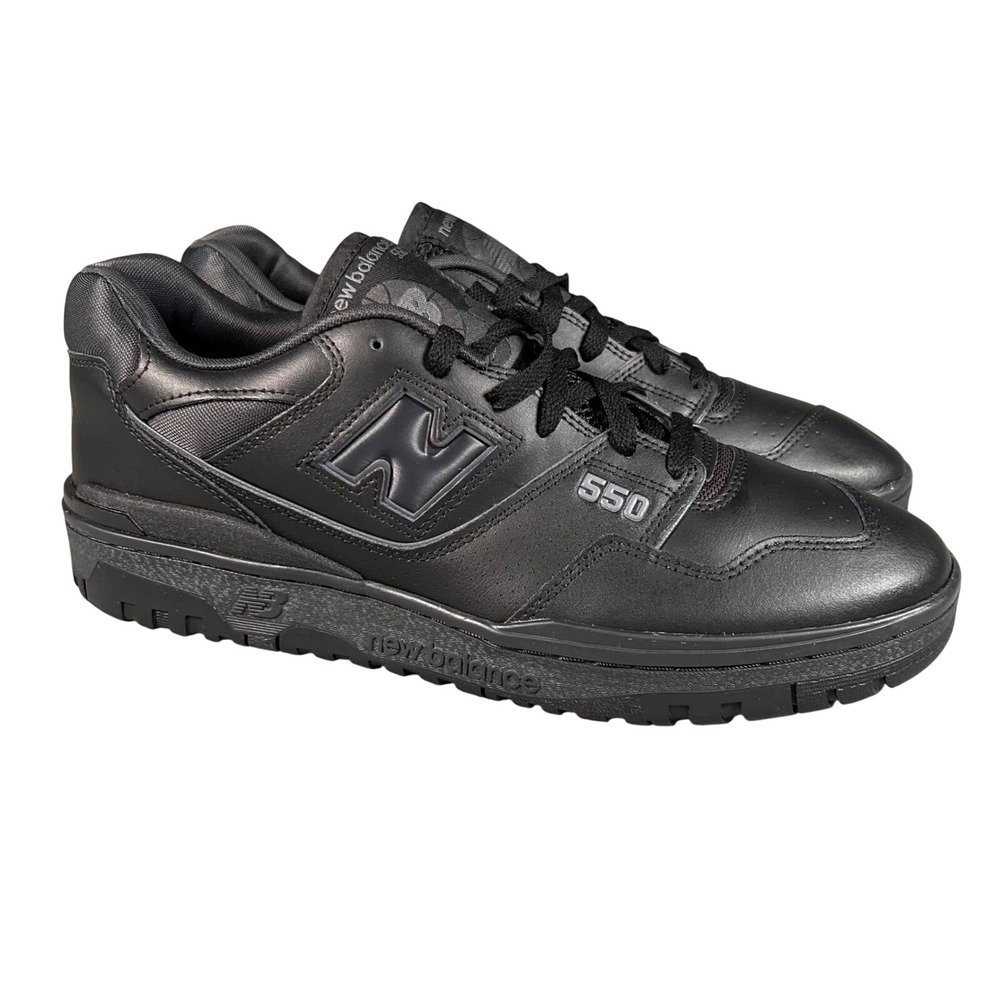New Balance 550 Triple Black Leather Sneakers Mens 13 BB550BBB Low Top Shoes NEW